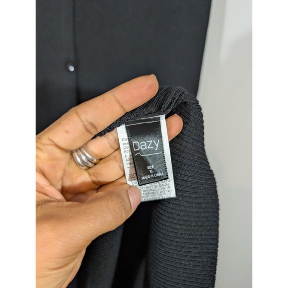 Dazy Womens Black V-Neck Knit Maxi Dress Sz XL Capsule Minimalist Gothic Classic - Picture 3 of 7